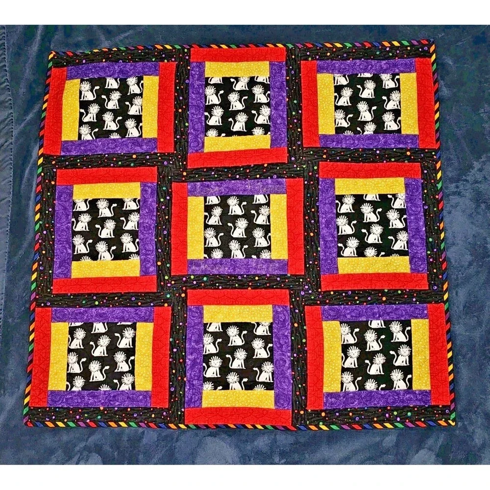 33x32 Decorative Baby Nursery Lap Quilt Lion Theme Handmade Blanket Wall Art